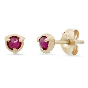 "Claw" 14K Gold 3 Pronged Stud Earrings with Natural Rose Cut Rubies